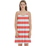 Horizontal Stripes - White and Pastel Red Women s Reversible Sports Bra with Border