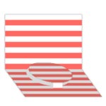 Horizontal Stripes - White and Pastel Red Circle Bottom 3D Greeting Card (7x5)