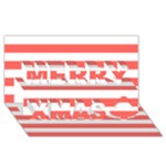 Horizontal Stripes - White and Pastel Red Merry Xmas 3D Greeting Card (8x4)