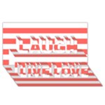 Horizontal Stripes - White and Pastel Red Laugh Live Love 3D Greeting Card (8x4)