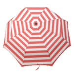 Horizontal Stripes - White and Pastel Red Folding Umbrella