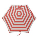 Horizontal Stripes - White and Pastel Red Mini Umbrella