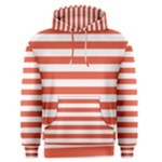 Horizontal Stripes - White and Tomato Red Men s Pullover Hoodie