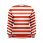Horizontal Stripes - White and Tomato Red Women s Sweatshirt