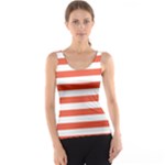Horizontal Stripes - White and Tomato Red Tank Top