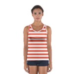 Horizontal Stripes - White and Tomato Red Women s Sport Tank Top