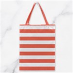 Horizontal Stripes - White and Tomato Red Classic Tote Bag