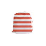 Horizontal Stripes - White and Tomato Red Drawstring Pouch (S)