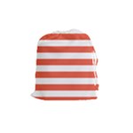 Horizontal Stripes - White and Tomato Red Drawstring Pouch (M)
