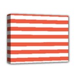 Horizontal Stripes - White and Tomato Red Deluxe Canvas 14  x 11  (Stretched)