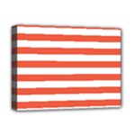 Horizontal Stripes - White and Tomato Red Deluxe Canvas 16  x 12  (Stretched)