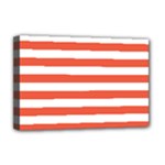 Horizontal Stripes - White and Tomato Red Deluxe Canvas 18  x 12  (Stretched)