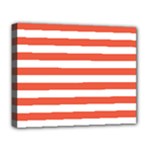 Horizontal Stripes - White and Tomato Red Deluxe Canvas 20  x 16  (Stretched)