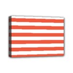 Horizontal Stripes - White and Tomato Red Mini Canvas 7  x 5  (Stretched)