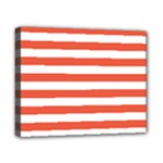 Horizontal Stripes - White and Tomato Red Canvas 10  x 8  (Stretched)