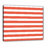 Horizontal Stripes - White and Tomato Red Canvas 24  x 20  (Stretched)