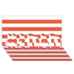 Horizontal Stripes - White and Tomato Red #1 DAD 3D Greeting Card (8x4)