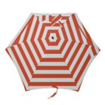 Horizontal Stripes - White and Tomato Red Mini Umbrella