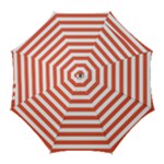 Horizontal Stripes - White and Tomato Red Golf Umbrella