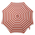 Horizontal Stripes - White and Tomato Red Hook Handle Umbrella (Medium)