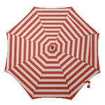 Horizontal Stripes - White and Tomato Red Hook Handle Umbrella (Small)