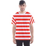 Horizontal Stripes - White and Ferrari Red Men s Sport Mesh Tee