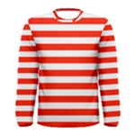 Horizontal Stripes - White and Ferrari Red Men s Long Sleeve T-shirt