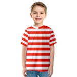 Horizontal Stripes - White and Ferrari Red Kid s Sport Mesh Tee