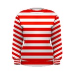 Horizontal Stripes - White and Ferrari Red Women s Sweatshirt