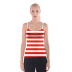 Horizontal Stripes - White and Ferrari Red Spaghetti Strap Top