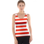Horizontal Stripes - White and Ferrari Red Tank Top