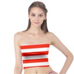 Horizontal Stripes - White and Ferrari Red Tube Top