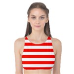 Horizontal Stripes - White and Ferrari Red Tank Bikini Top