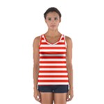 Horizontal Stripes - White and Ferrari Red Women s Sport Tank Top