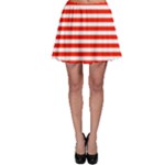 Horizontal Stripes - White and Ferrari Red Skater Skirt