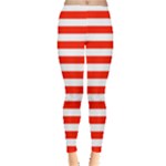 Horizontal Stripes - White and Ferrari Red Women s Leggings