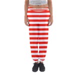 Horizontal Stripes - White and Ferrari Red Women s Jogger Sweatpants