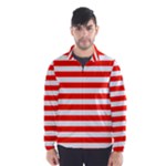 Horizontal Stripes - White and Ferrari Red Wind Breaker (Men)