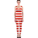 Horizontal Stripes - White and Ferrari Red OnePiece Catsuit