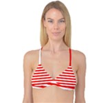 Horizontal Stripes - White and Ferrari Red Reversible Tri Bikini Top