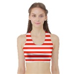 Horizontal Stripes - White and Ferrari Red Women s Sports Bra with Border