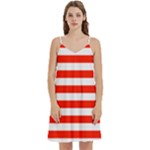 Horizontal Stripes - White and Ferrari Red Women s Reversible Sports Bra with Border