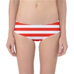 Horizontal Stripes - White and Ferrari Red Classic Bikini Bottoms