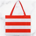 Horizontal Stripes - White and Ferrari Red Mini Tote Bag