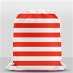 Horizontal Stripes - White and Ferrari Red Drawstring Bag (Small)
