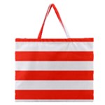 Horizontal Stripes - White and Ferrari Red Zipper Large Tote Bag