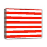 Horizontal Stripes - White and Ferrari Red Deluxe Canvas 14  x 11  (Stretched)