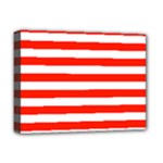 Horizontal Stripes - White and Ferrari Red Deluxe Canvas 16  x 12  (Stretched)