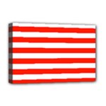 Horizontal Stripes - White and Ferrari Red Deluxe Canvas 18  x 12  (Stretched)
