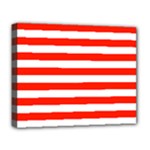 Horizontal Stripes - White and Ferrari Red Deluxe Canvas 20  x 16  (Stretched)